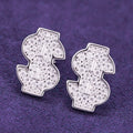 Hip Hop 925 Sterling Silver Iced Out VVS Moissanite Dollar Earrings Fine Jewelry Passes Diamond Tester for Men and Women