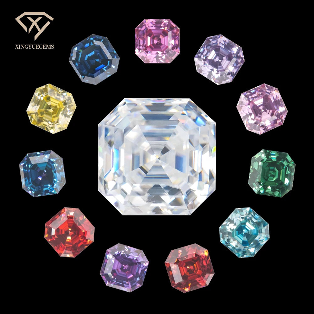 Xingyue Manufacturer Lab Grown Gra Certified pink Blue Yellow Colored White VVS1 Def Loose Asscher Cut Diamond Moissanite Stone