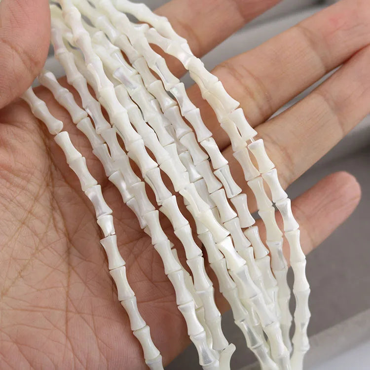 SP4244  White Mother of Pearl MOP Shell Bone Bamboo Tube Beads
