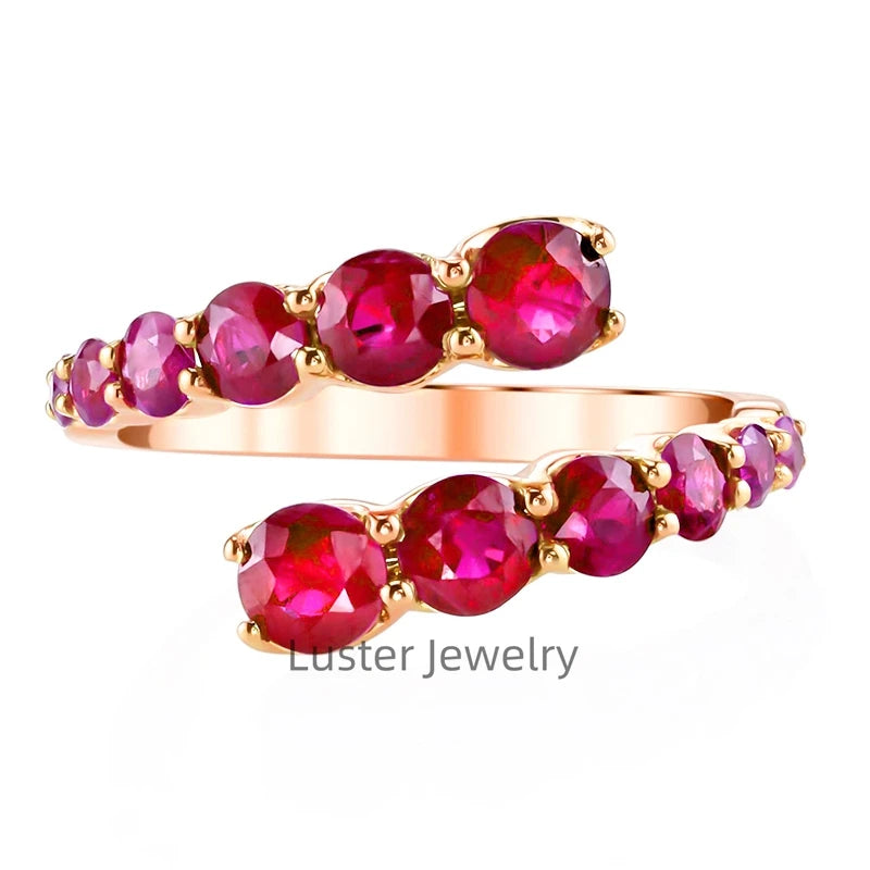 Luster Jewellery Pegion Blood Red Color 10/14/18k Moissanite Twist Solid Gold Ruby Ring