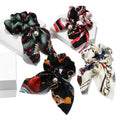 European American Trendy Pearl Pendant Hair Circle Women's Cloth Hair Scrunchies with Bow Knot Streamer Hair Band