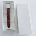 Customized Logo Small Size Cardboard Rigid White Watch Boxes with Recycled Materials Leather Lining  Drawer Style