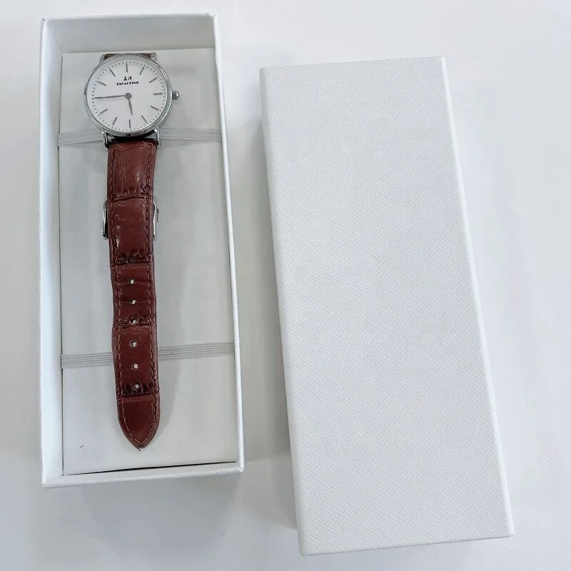 Customized Logo Small Size Cardboard Rigid White Watch Boxes with Recycled Materials Leather Lining  Drawer Style