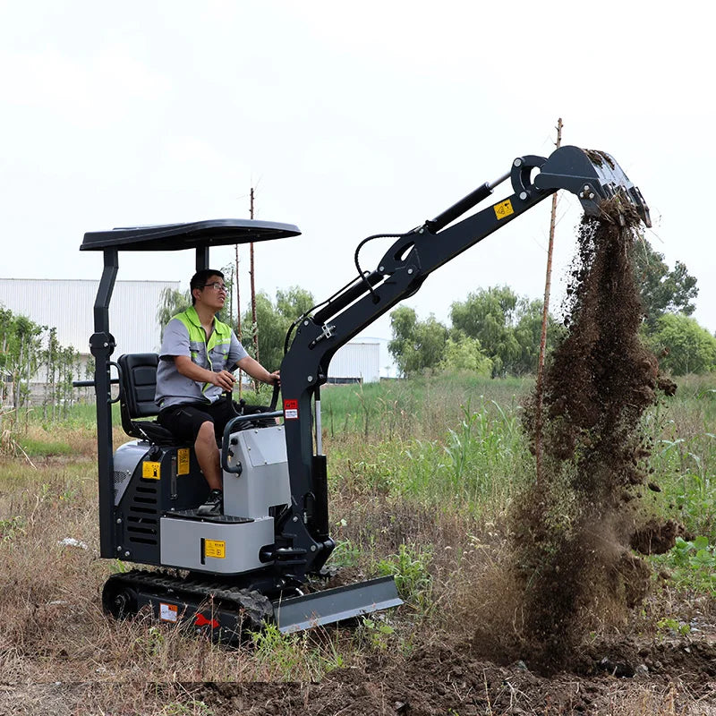 FREE SHIPPING! Mini Excavator Crawler Digger Compact Mini Bagger Long Reach Boom Arm with Excavator Bucket Cylinder 1t Excavator