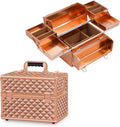 Makeup Train Case Nails Polish Beauty Organizer Case Hairdressing Make up Storage Box With Mirror Aluminum Cosmetic Travel Case