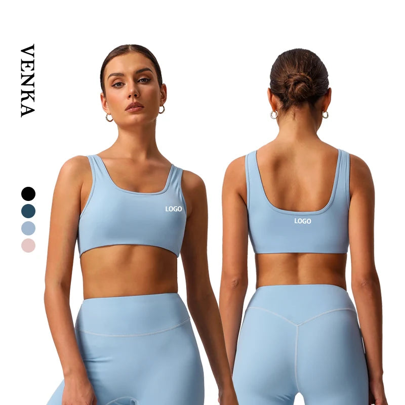 High Quality Women's Sports Bra U Neck Crop Top Shockproof Fitness Wear Beautiful Back Gym Yoga Chest Pads for Running Workout MegaBDM