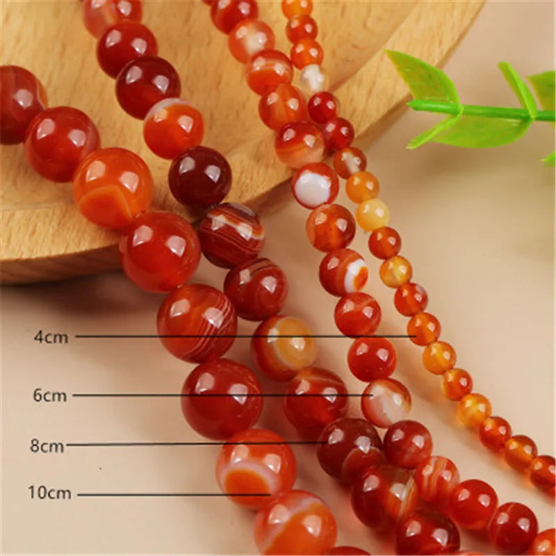 Wholesale Natural Round Red Line Agate Carnelian Stone Loose Agate Gemstone Beads for Jewelry Making