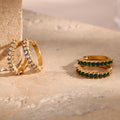 Dreamshow Dainty 18K Gold Plated Zircon Huggies Earrings Stainless Steel Hoop Earring for Women