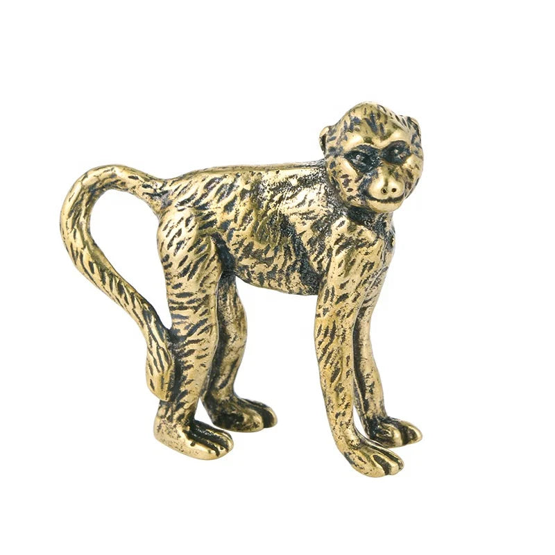 Custom Sculpture Vintage Brass Craft Zodiac Monkey Sculpture Statue Trinket Bronze Ornament