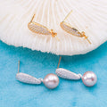 E010919 S925 Pearl Earring 925 Sterling Silver DIY 7-8mm Natural Freshwater Pearl Stud Earring for Women