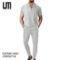 Liu Ming 2025 Summer Collection Men's Casual 2-Piece Set Custom Logo Short Sleeve T-Shirts & Breathable Sweatpants