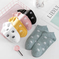 Hot Selling New Low Cut Invisible Shallow Mouth Thin Breathable Cotton Boat Socks for Women Puppy Footprints Design Anti-Slip