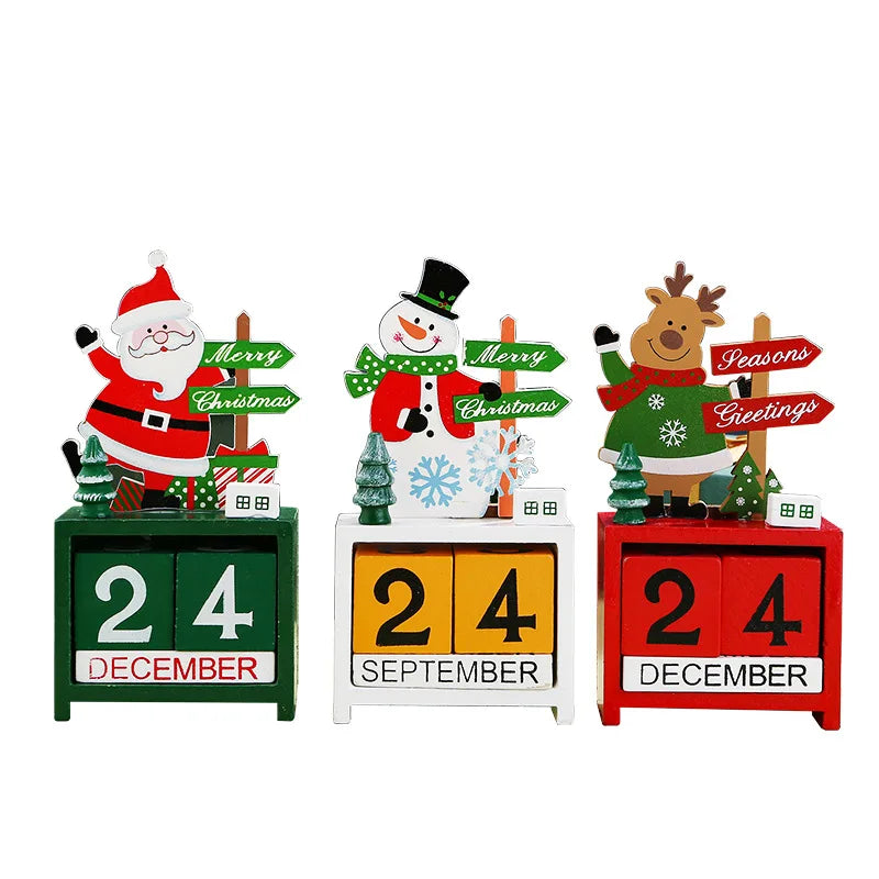 Christmas Decorations Wooden Calendar Ornaments Christmas Countdown Desk Calendar Desktop Ornaments Christmas Gifts