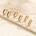 INS Hot Sale 18K PVD Gold Plated Waterproof Huggie Earrings 316L Titanium Stainless Steel U-Shape Gemstone Trendy Fashion Hoop