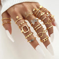 2023 New Trendy 23Pcs/Set Gold Plated Shinny Butterfly Rings Sets Fashion  Knuckle Ring Jewelry Set