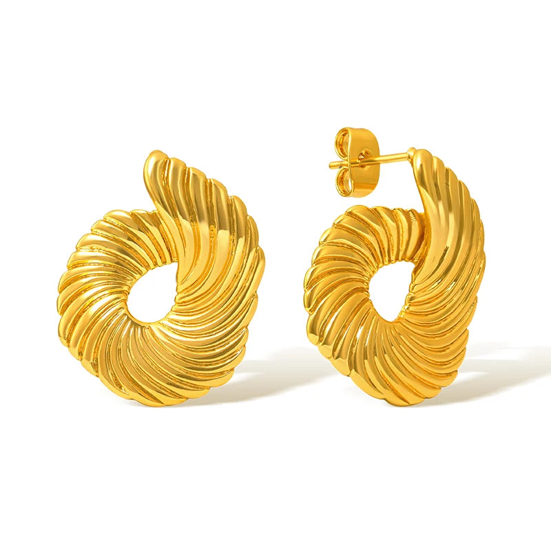 New Design Copper Brass Chunky Simple Style Women's Fashion Stud Earring Korean Anti-Allergic Trendy Wholesale Factory Hoop
