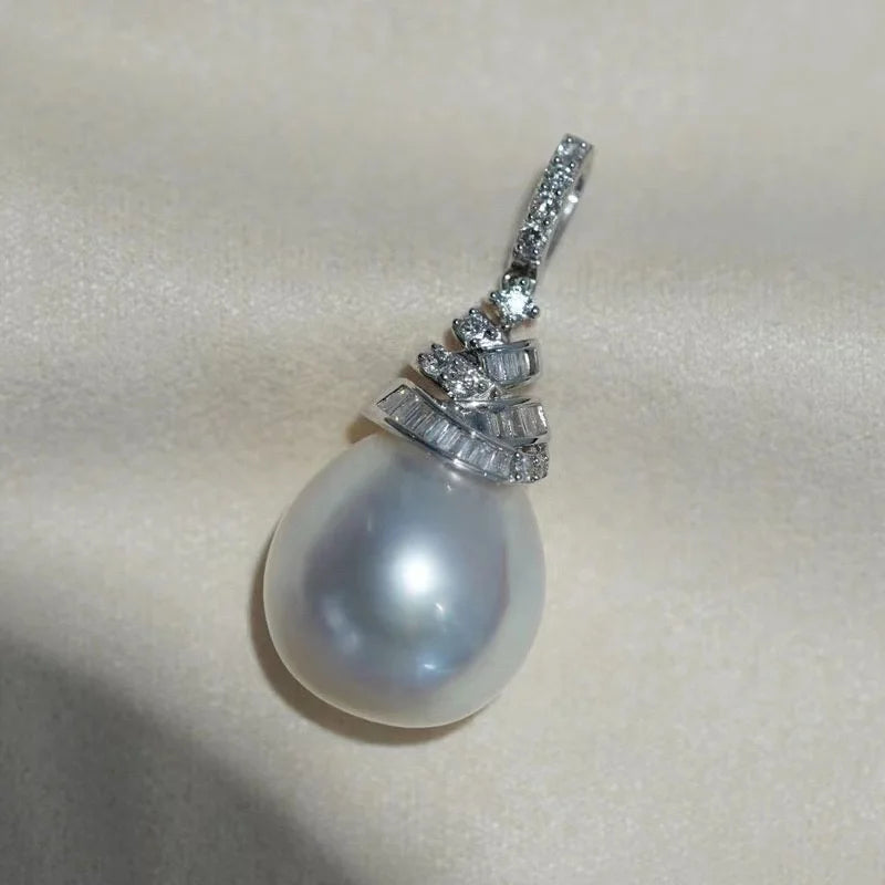 P1576 11-12mm DIY Natural  Freshwater Pearl Charm Pendant Necklace Accessory 925 Sterling Silver Jewelry for Women Without Chain