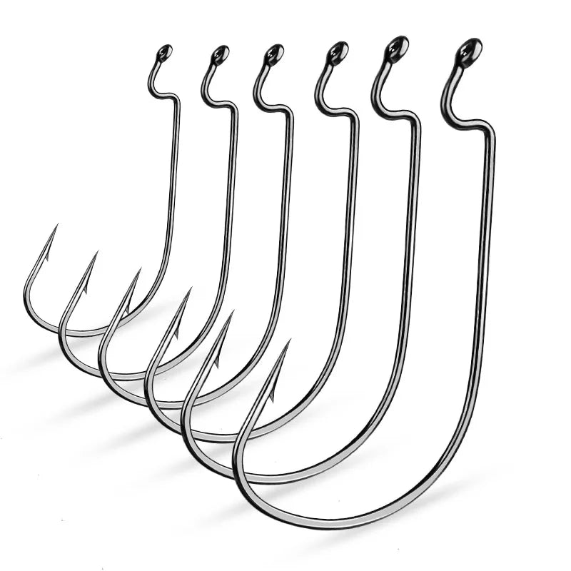 SNEDA 10pcs/Bag Wide Soft Worm Hook Jig Fishing Crank Hooks Super Lock Fishhooks Durable High Carbon Steel Carp Fishing Hook