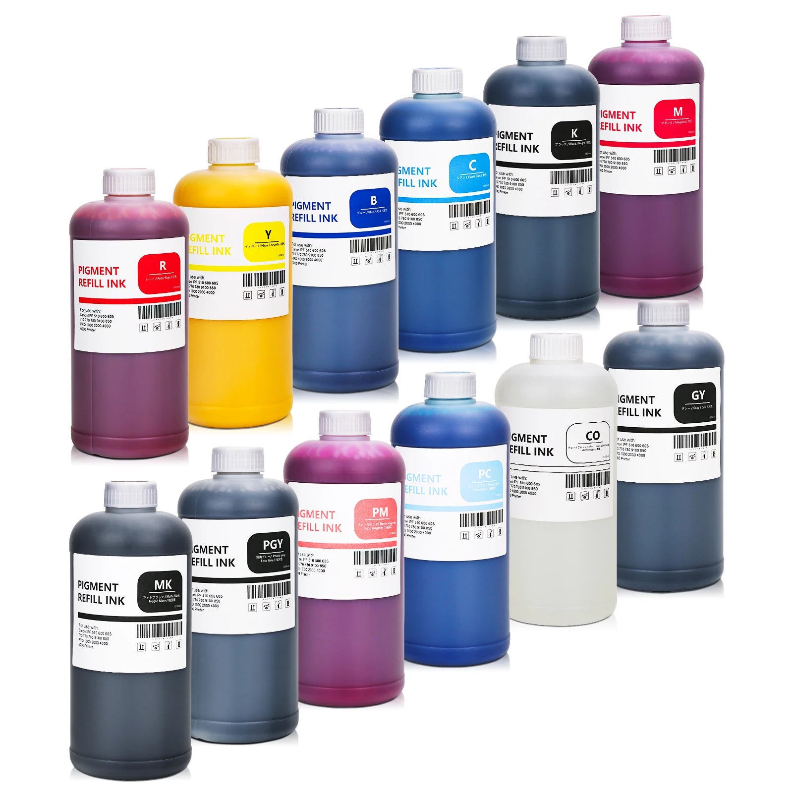 1L Pigment Ink for Canon IPF 510 600 605 710 770 780 9100 850 PRO 1000 2000 4000 6000 Printer 12 Colors
