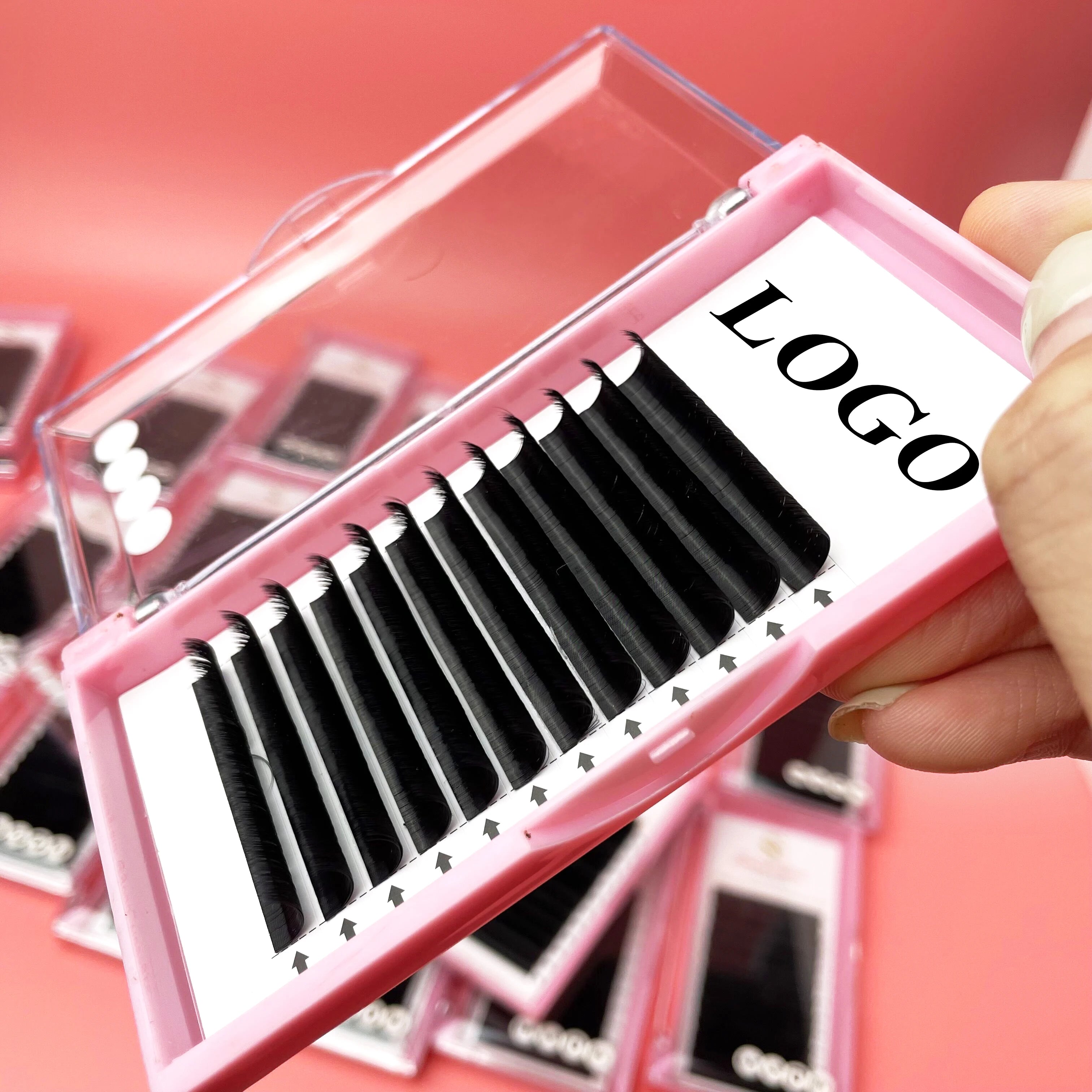 Vegan Synthetic Silk Individual Eyelashes Custom Packaging Tray Vendor 0.03 0.05 0.07 0.10mm Thickness CC & DD Curl