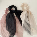 Korean Elegant Solid Color Mesh Women Hair Accessory Fabric Horsetail Rubber Band Large Bow Knot Elastic Scrunchies