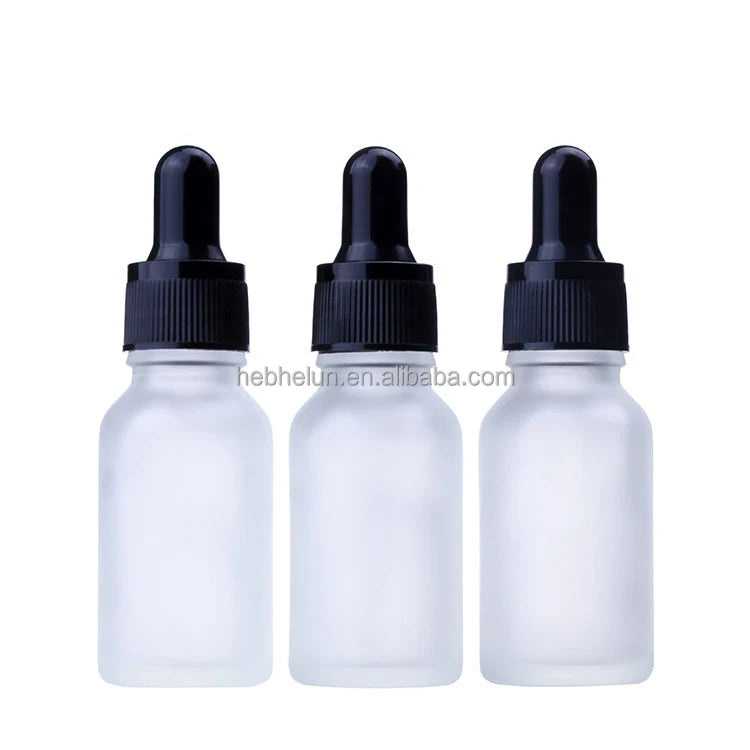 HeLun Frost Clear Amber Blue 15ml 0.5oz Glass Essential Oil Dropper Bottles