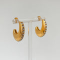 Dazan Summer New 18k Pvd Gold Plated Hypoallergenic Stainless Steel Drop Round Iced Out 5A Zircon C Hoop Earrings for Women