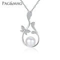CZCITY 925 Sterling Silver Chain Jewelry Woman Zircon Dainty Luxury Flower Sparkling Necklace