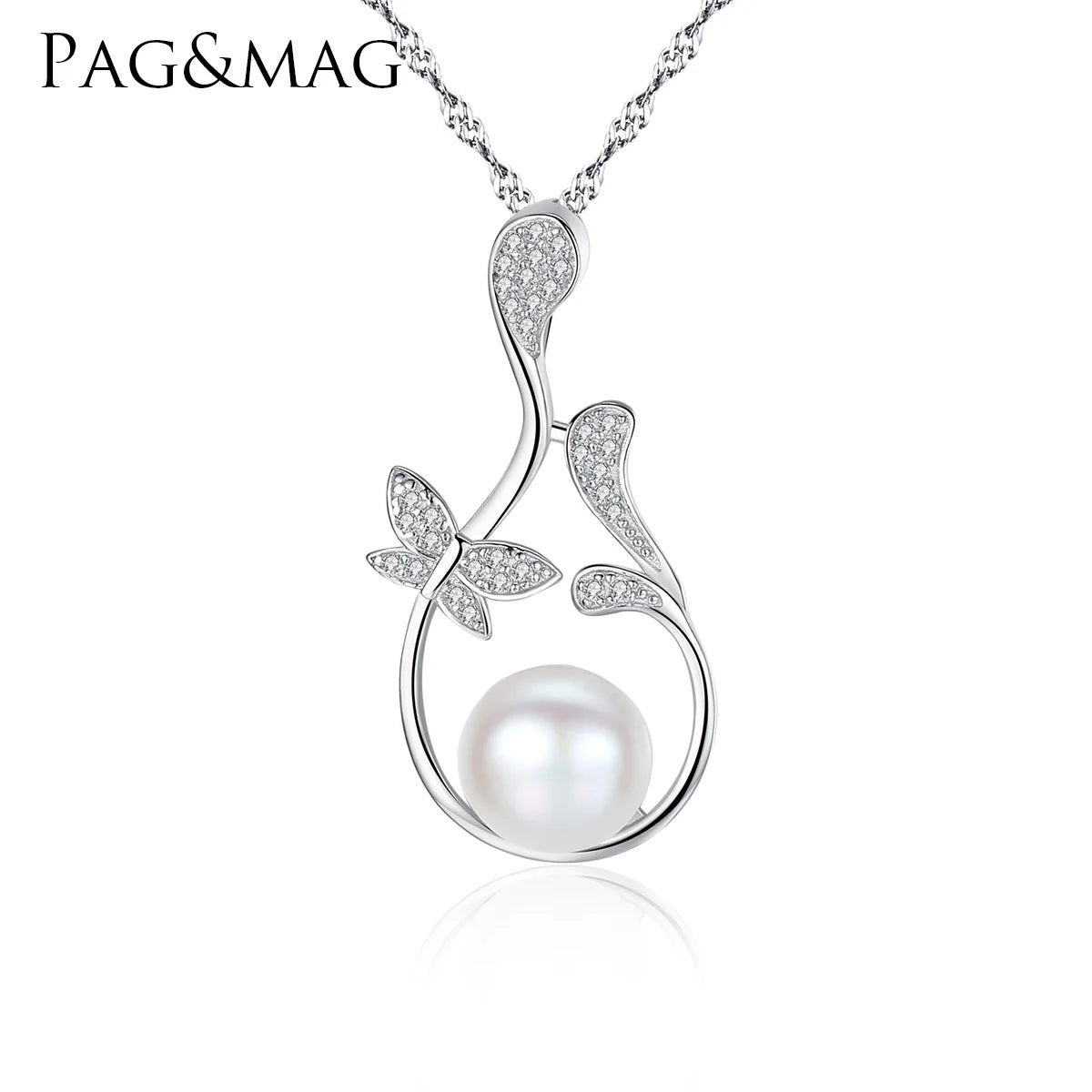 CZCITY 925 Sterling Silver Chain Jewelry Woman Zircon Dainty Luxury Flower Sparkling Necklace