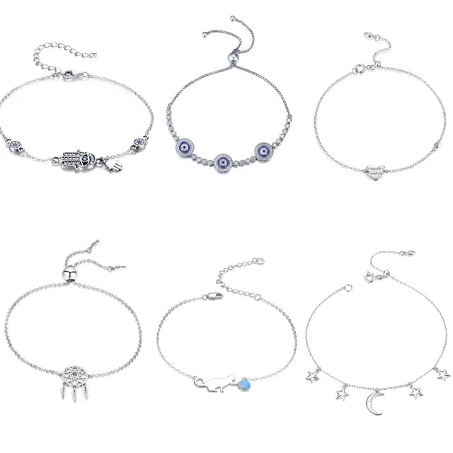 Custom Wholesale 925 Silver Charm Jewelry Bracelet 14K Gold Plated Zircon Evileye 925 Sterling Silver Cuff Adjustable Bracelets