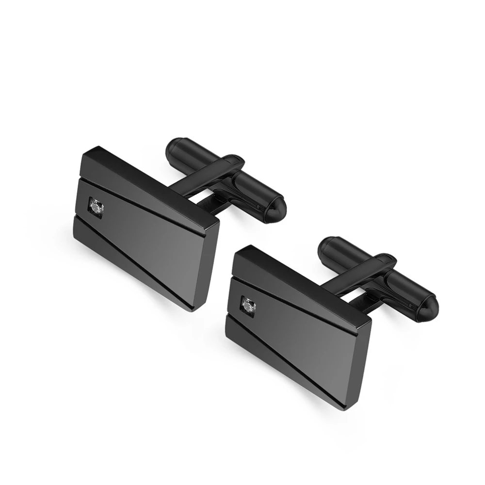 Wholesale CuffLink Custom Newest Men's Metal Blank Square with Crystal Cufflinks for Men