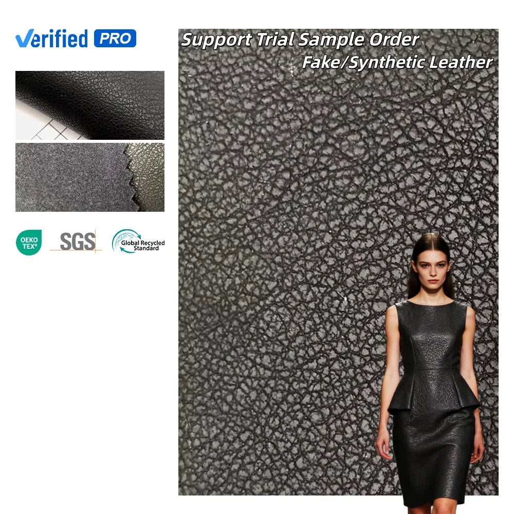 Thick Faux Leather Fabric for Jackets Soft Comfortable Polyester Material Custom Colors for Dresses Pants Coats Roll Packing