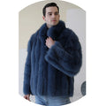 Vertical Pattern Winter Mens Real Fox Fur Jacket Lines Thick Luxury Warm Men Fur Bomber Jacket