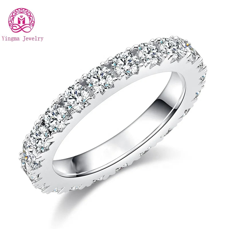 High Quality Mossanite Engagement Ring for Women 925 Sterling Silver Moissanite Ring Wedding Band for Gift