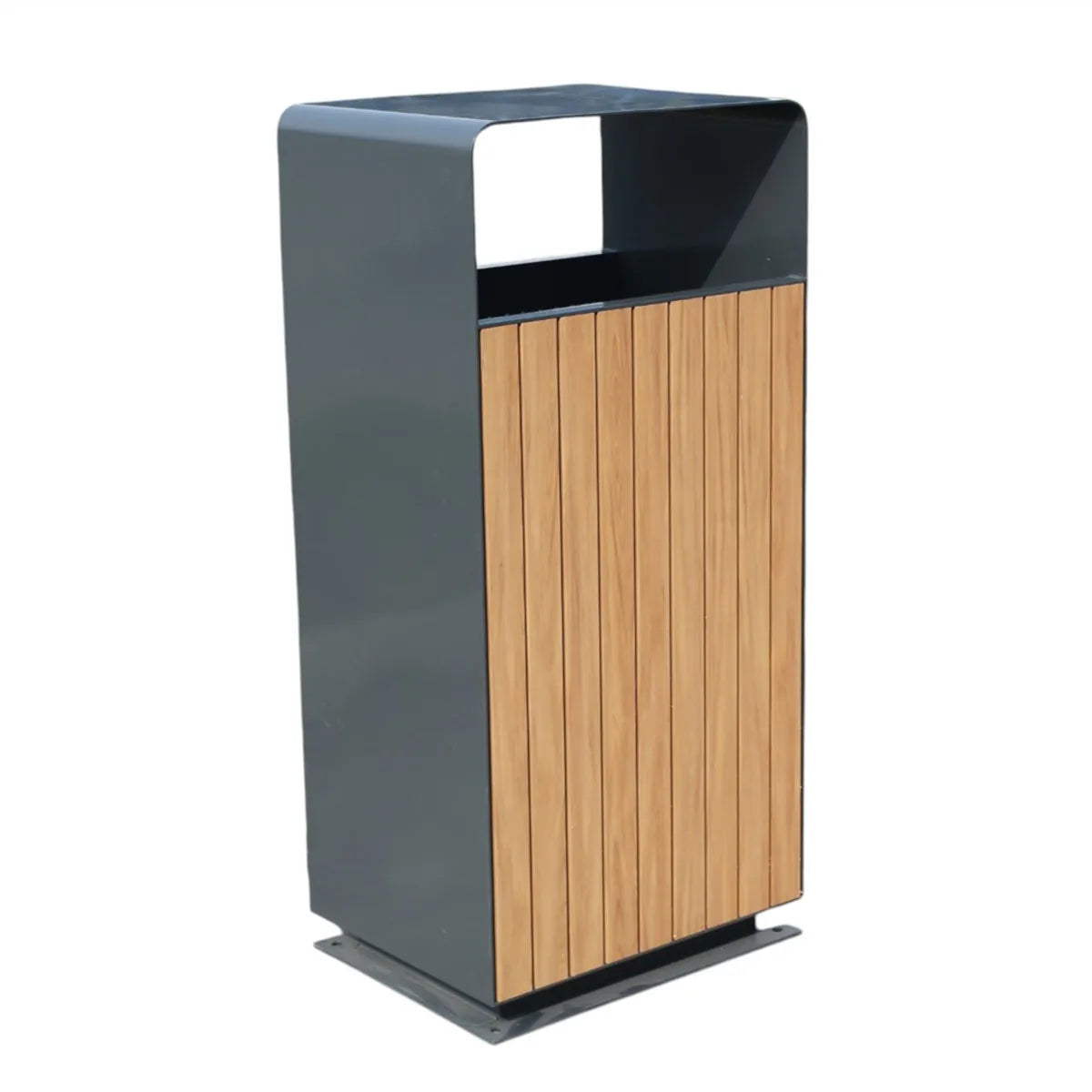 Outdoor Powder Coating Plastic Wood Garbage Receptacle Trash Can Outside Street Park Recycle Waste Bin Public Commercial Dustbin