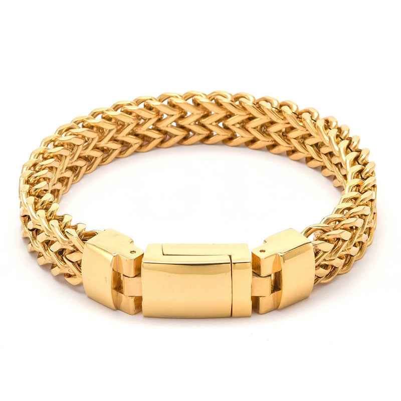 Quality Assured Gold Chain New Fashion Jewelry Stainless Steel Multi-layer Mesh Bracelet for Men Magnetic Snap Titanium Bracelet