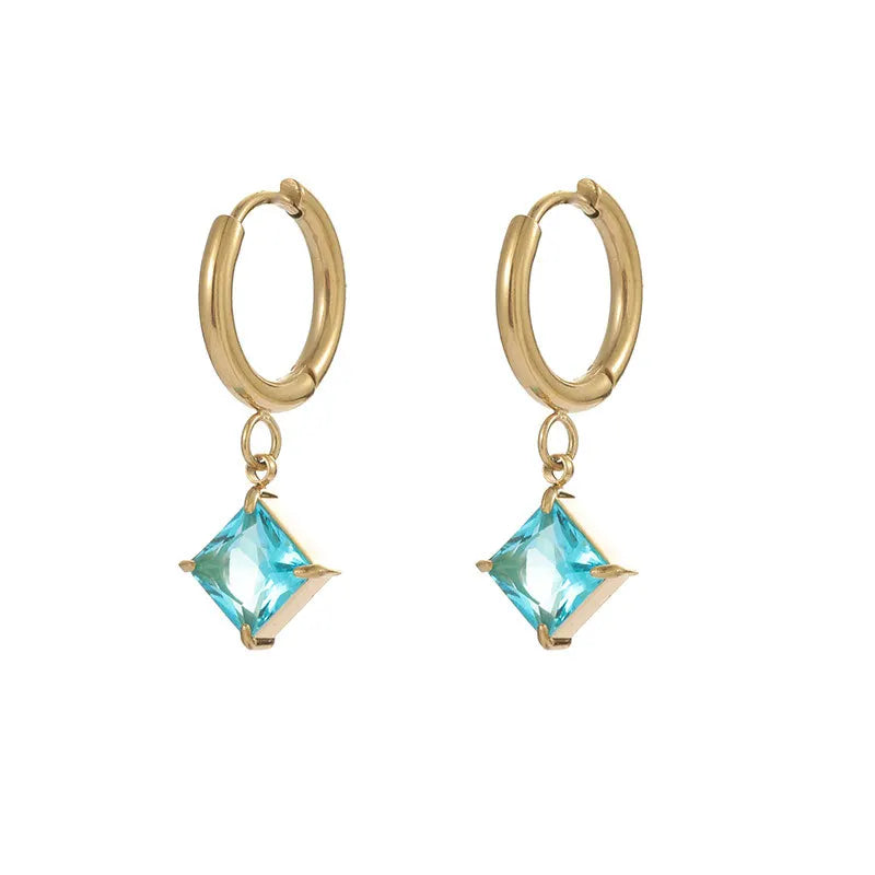 Trendy Stainless Steel Crystal Small Hoop Earrings Exquisite Cubic CZ Geometric Huggie Earrings for Women Wedding Jewelry Gifts