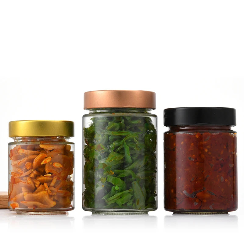 Wholesale 180ml / 280ml / 380ml Small Round Glass Jam Jars Glass with Lid Storage Pickles Jar for Food