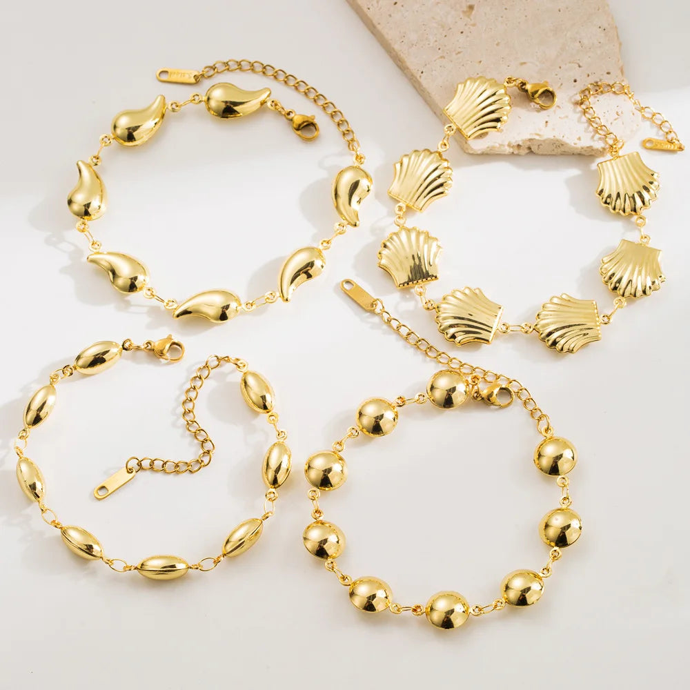 New Arrival Geometric Water Drop Shell Shape Stainless Steel Bracelet Fashion Luxury Bracelet for Women