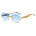 2025 New Leopard Head Polygon Frameless Sun Glasses Women Fashion Retro Cheetah Decorative Luxury Rimless Sunglasses square Men
