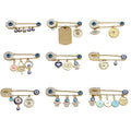 Blue Color Rhinestones Evil Eye Brooch  Pin Cute Enamel Collar Needle Silk Scarf  Bag Accessories Pin