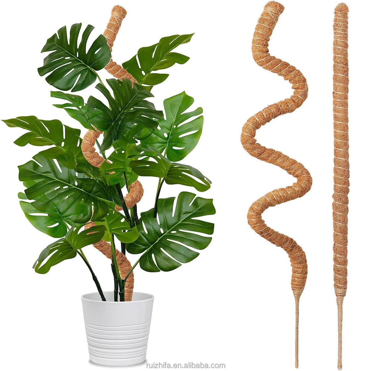 Wholesale 30-Inch Eco-Friendly Bendable Coco Coir Fiber Moss Pole Large Natural Totem Poles for Home Garden Plant Climbing