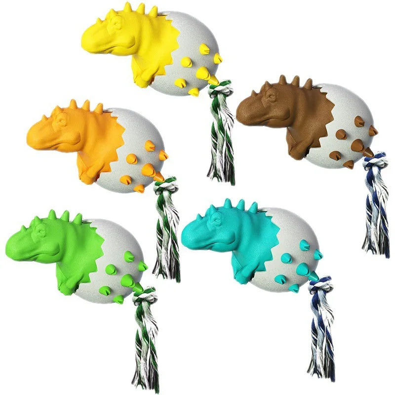 Cute Luxury Novelty Dental Dog Chew Toys Non-Toxic TPR Dinosaur Egg Interactive Molar Toy Nylon Plush Rope Sustainable Cartoon
