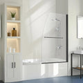 Factory 34\"W X 55\H Frameless Black Bathroom Shower Door 180Â°