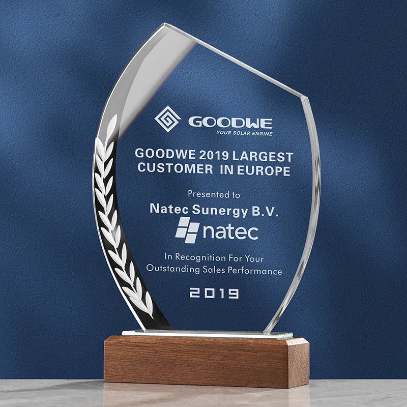 Personalized Crystal Trophy with Wooden Base  MH-NJ0504