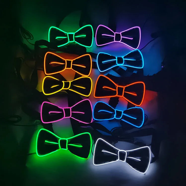 2024 Hot Selling LED Luminous Bow Tie Atmosphere EL Cold Light Bow Tie Party Decoration Makeup Party Supplies