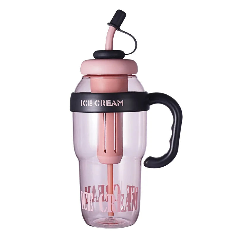 New Tea Separation Plastic Water Bottle Summer High Appearance Straw Cup Portable 1200ML Large Capacity Ice Cream Cup