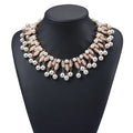 New Arrival Fashion Exaggerated Alloy Full Pearl Tassel Necklace Pearl Necklace Earrings Sets for Girls  Women Ladies