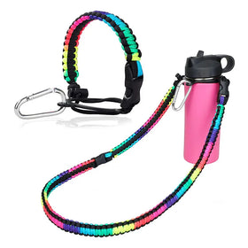 Wholesale Walking Hiking Camping 12oz - 64oz Wide Mouth Water Bottles Paracord Handle Carrier Holder with Shoulder Strap