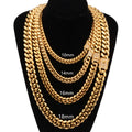 14mm Gold Titanium Steel Stainless Steel Cuban Chain Micro Inlaid White Diamond Buckle Encryption Necklace